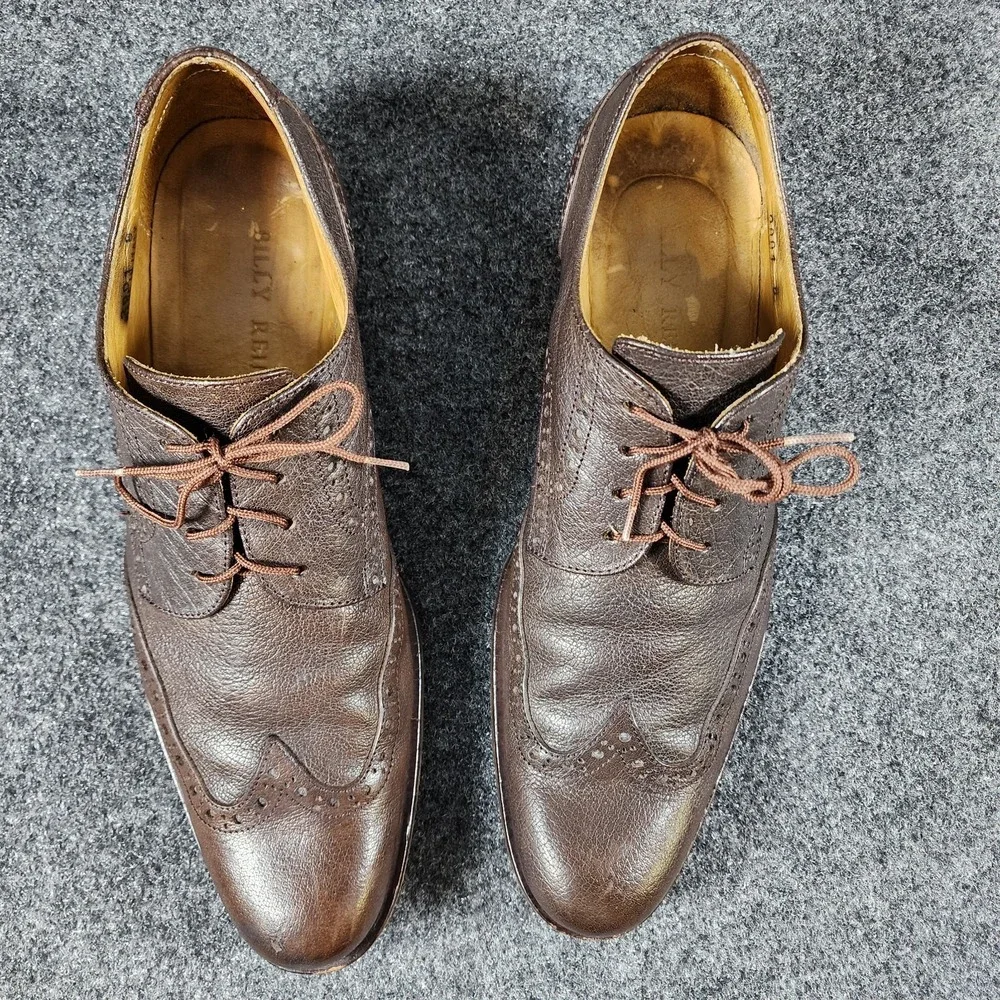 Billy Reid Wingtip Oxford Shoes Size 8 Men Dark‎ Brown Leather Made in Italy